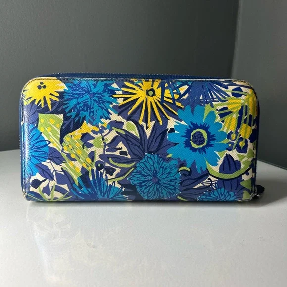 Prada blue Floral Zippy long wallet - Picture 4 of 5